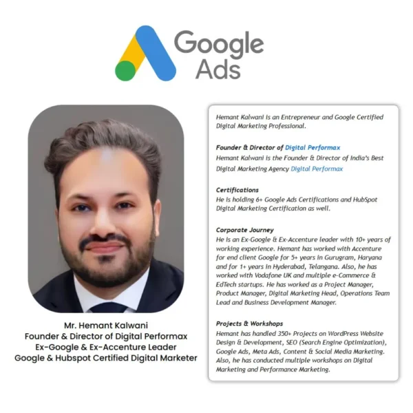 Best Google Ads Course in India by Hemant Kalwani